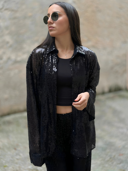 Παγιέτα Κιμονό Μαύρο - Black Sequin Kimono