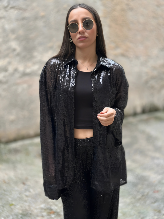 Παγιέτα Κιμονό Μαύρο - Black Sequin Kimono