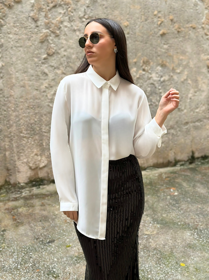 Chiffon Λευκό Πουκάμισο - Chiffon White Shirt