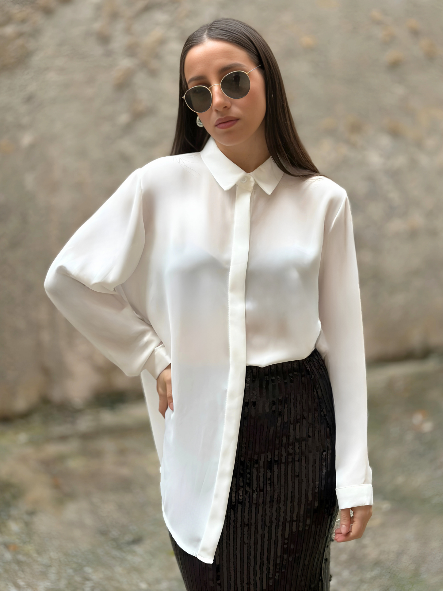 Chiffon Λευκό Πουκάμισο - Chiffon White Shirt