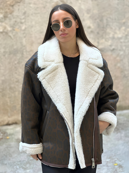 Λεοπάρ Μπουφάν με Επένδυση Shearling - Leopard Shearling Jacket