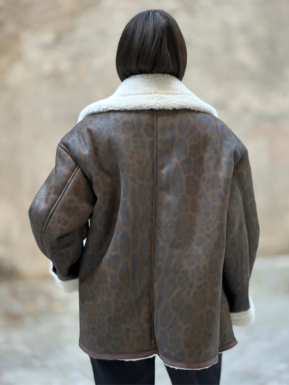 Λεοπάρ Μπουφάν με Επένδυση Shearling - Leopard Shearling Jacket