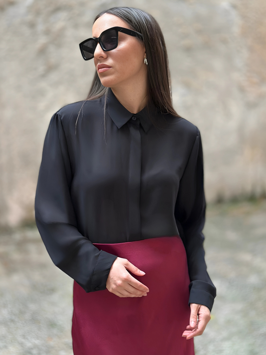 Chiffon Μαύρο Πουκάμισο - Chiffon Black Shirt