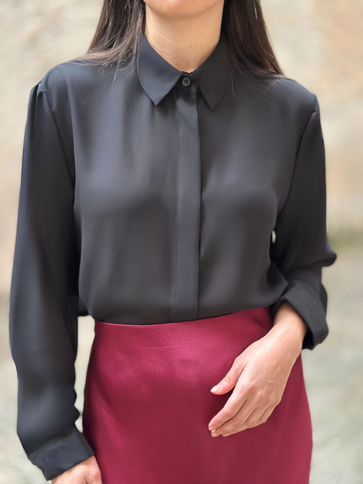 Chiffon Μαύρο Πουκάμισο - Chiffon Black Shirt