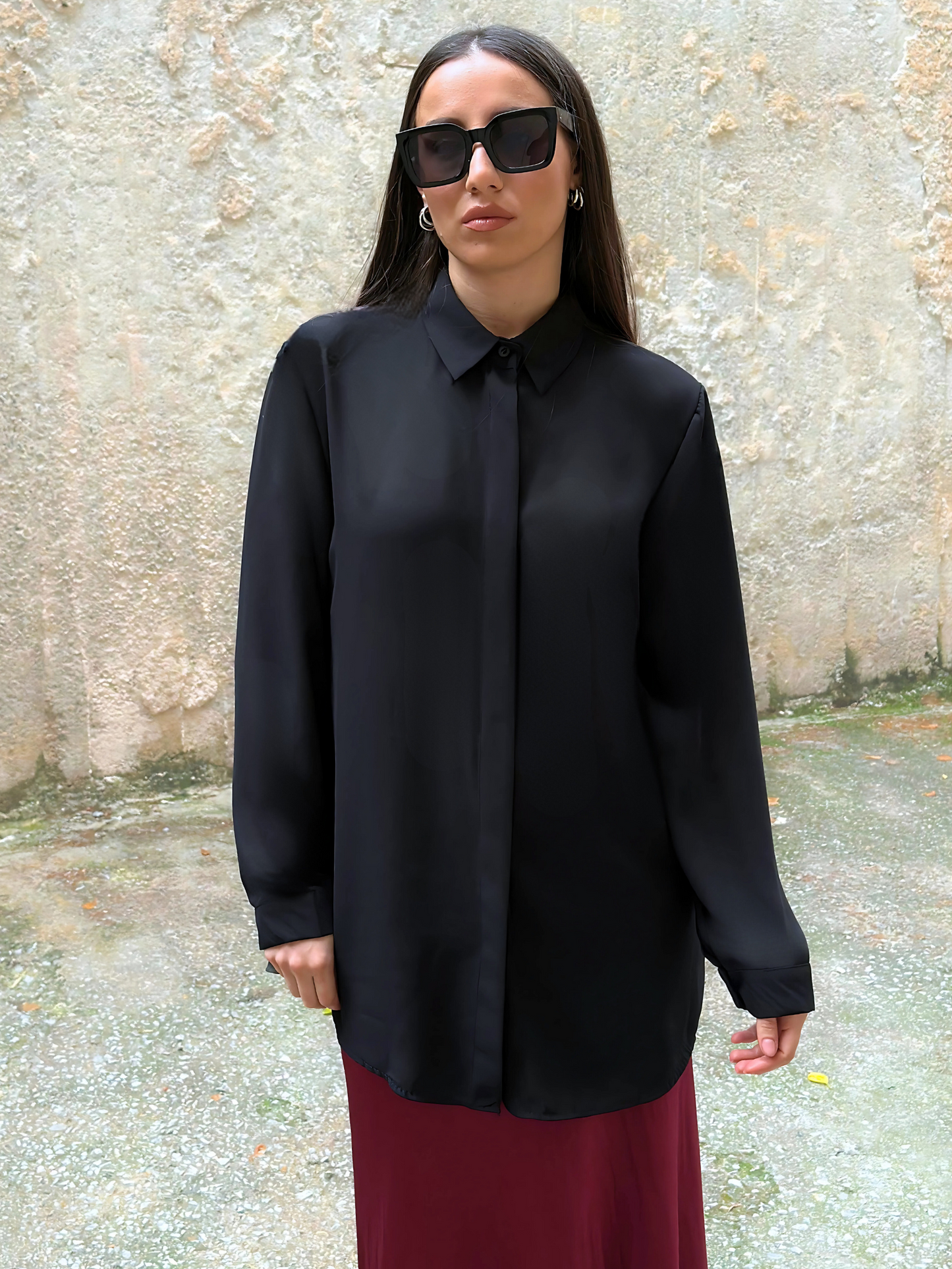 Chiffon Μαύρο Πουκάμισο - Chiffon Black Shirt