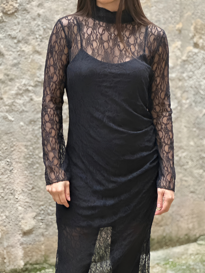 Διαφανές Φόρεμα με Δαντέλα - Long Lace Dress