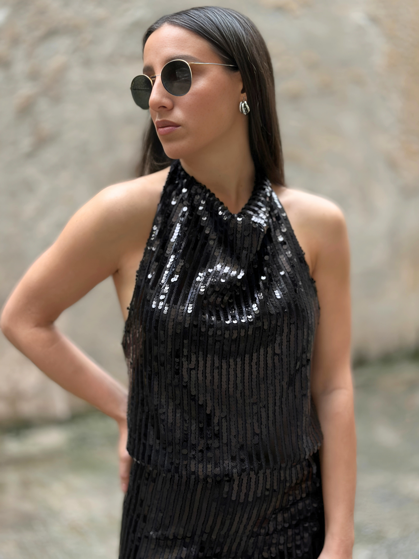 Μαύρο Τοπ με Παγέτα - Black Sequin Top