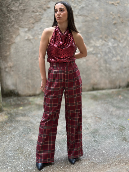 Καρό Παντελόνι Wide Leg - Plaid Wide Leg Trousers