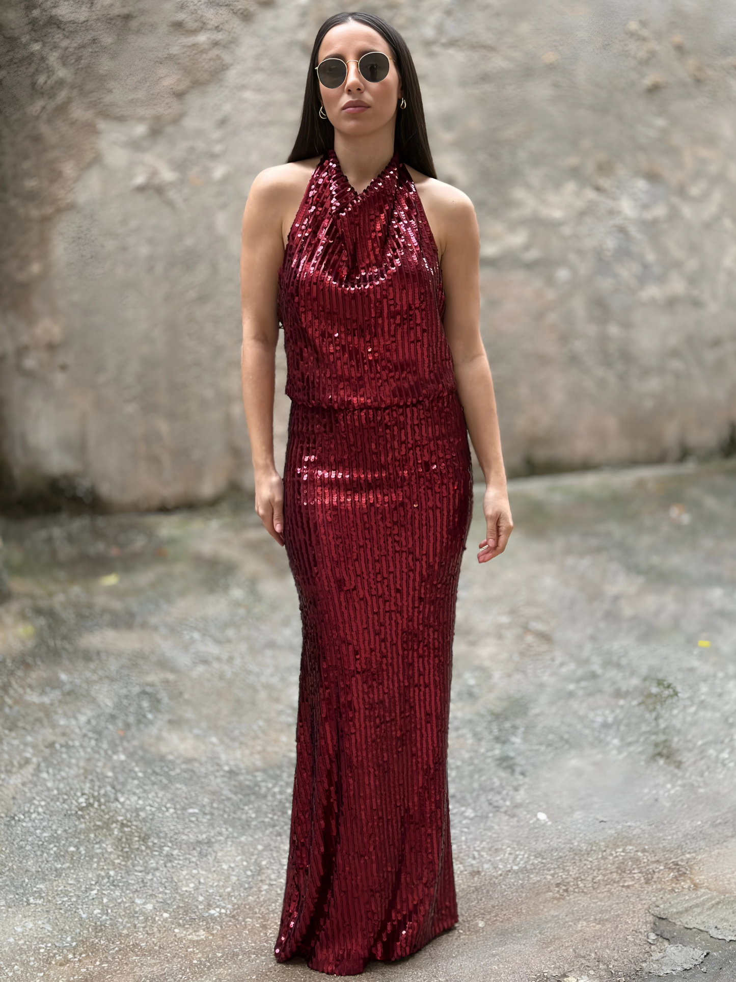 Μπορντό Σετ με Παγέτα - Bordeaux Sequin Set