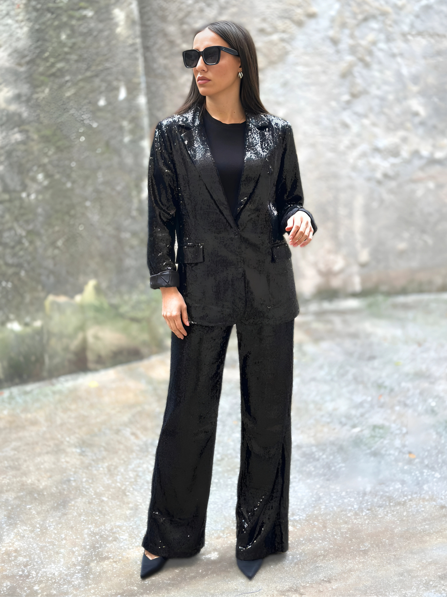 Παγετένιο Μαύρο Παντελόνι - Black Sequin Trousers