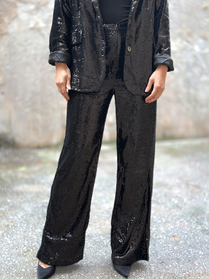 Παγετένιο Μαύρο Παντελόνι - Black Sequin Trousers