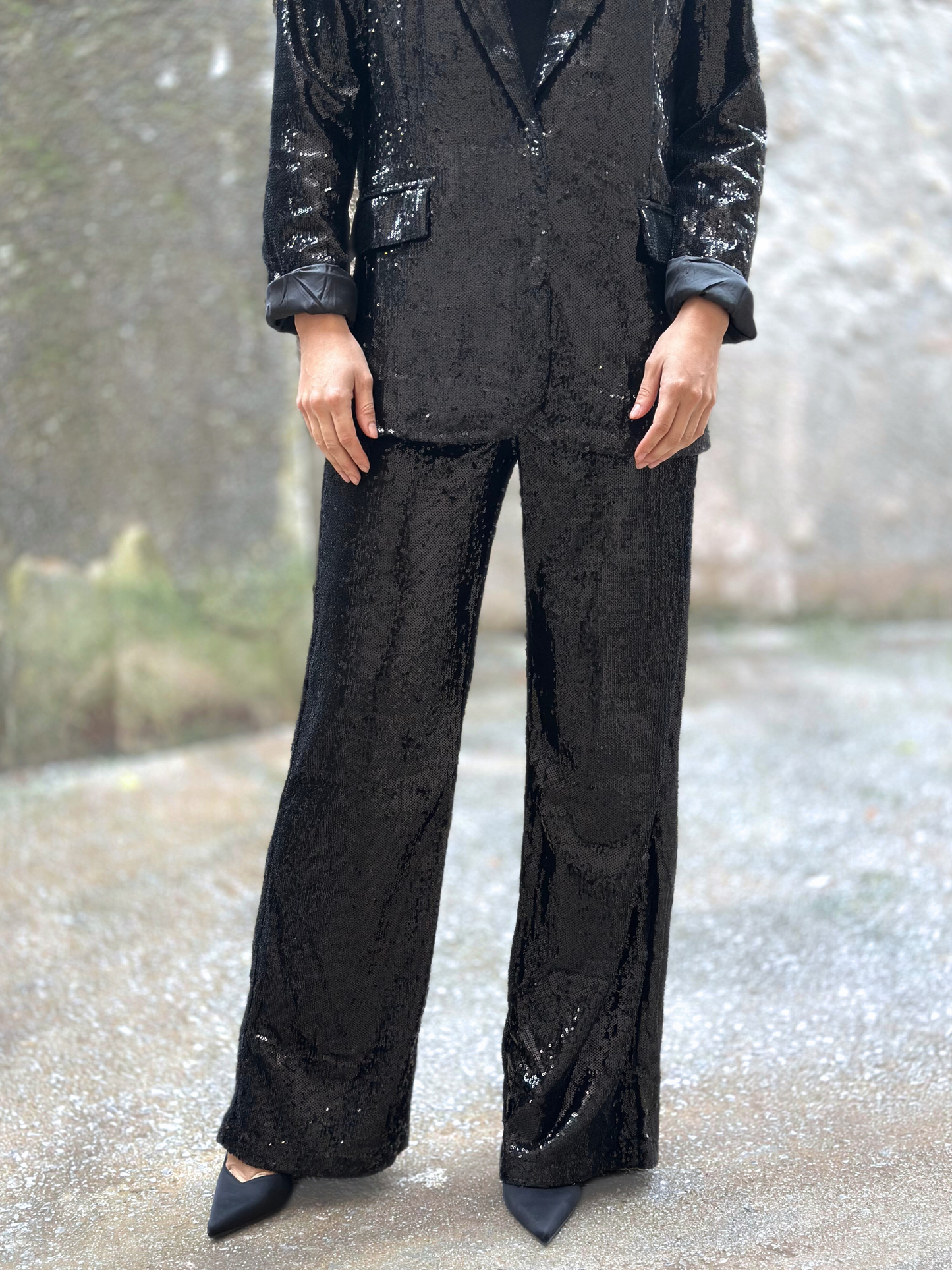 Παγετένιο Μαύρο Παντελόνι - Black Sequin Trousers