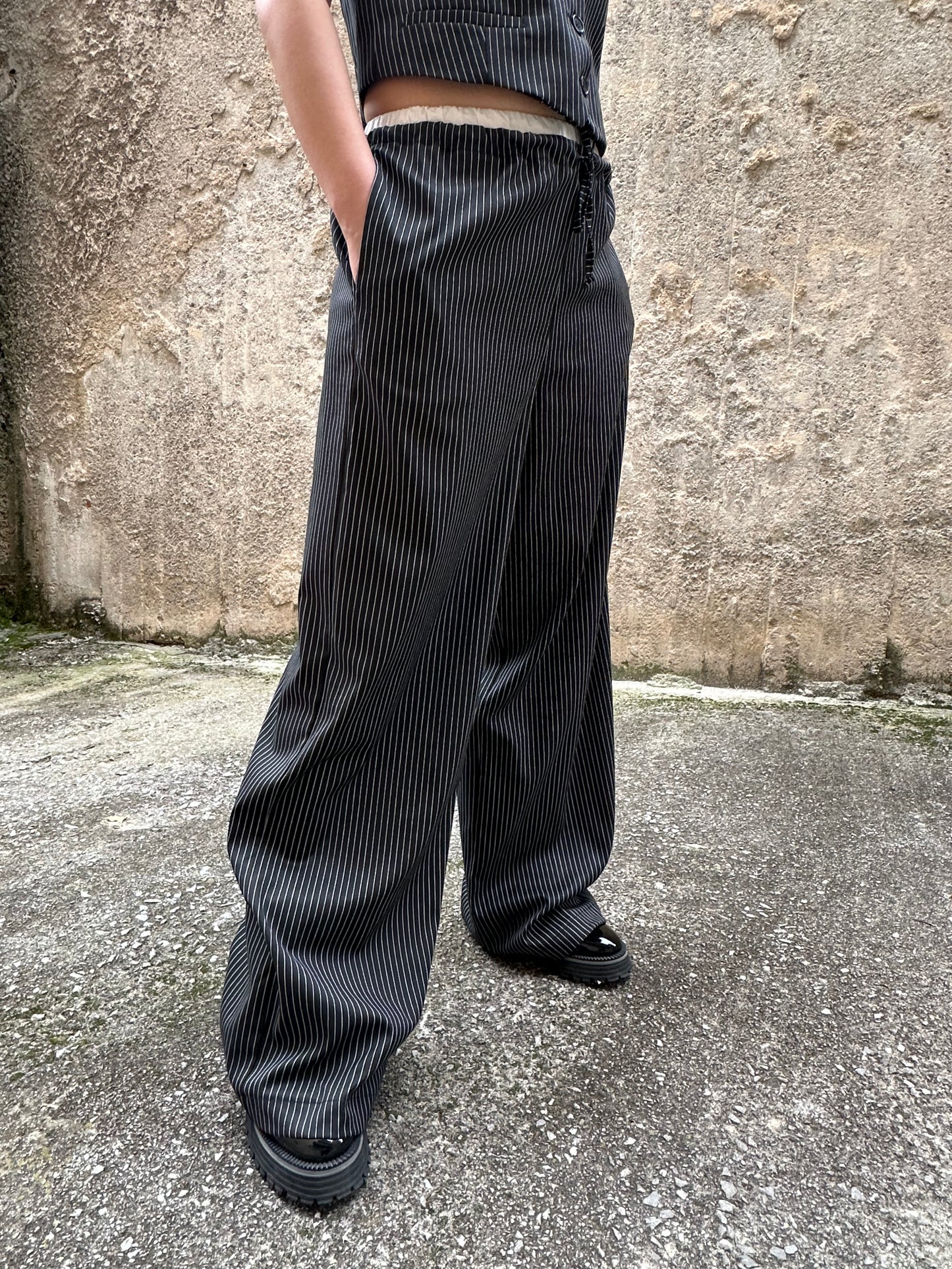 Ριγέ Παντελόνι Wide Leg - Wide Leg Striped Trousers