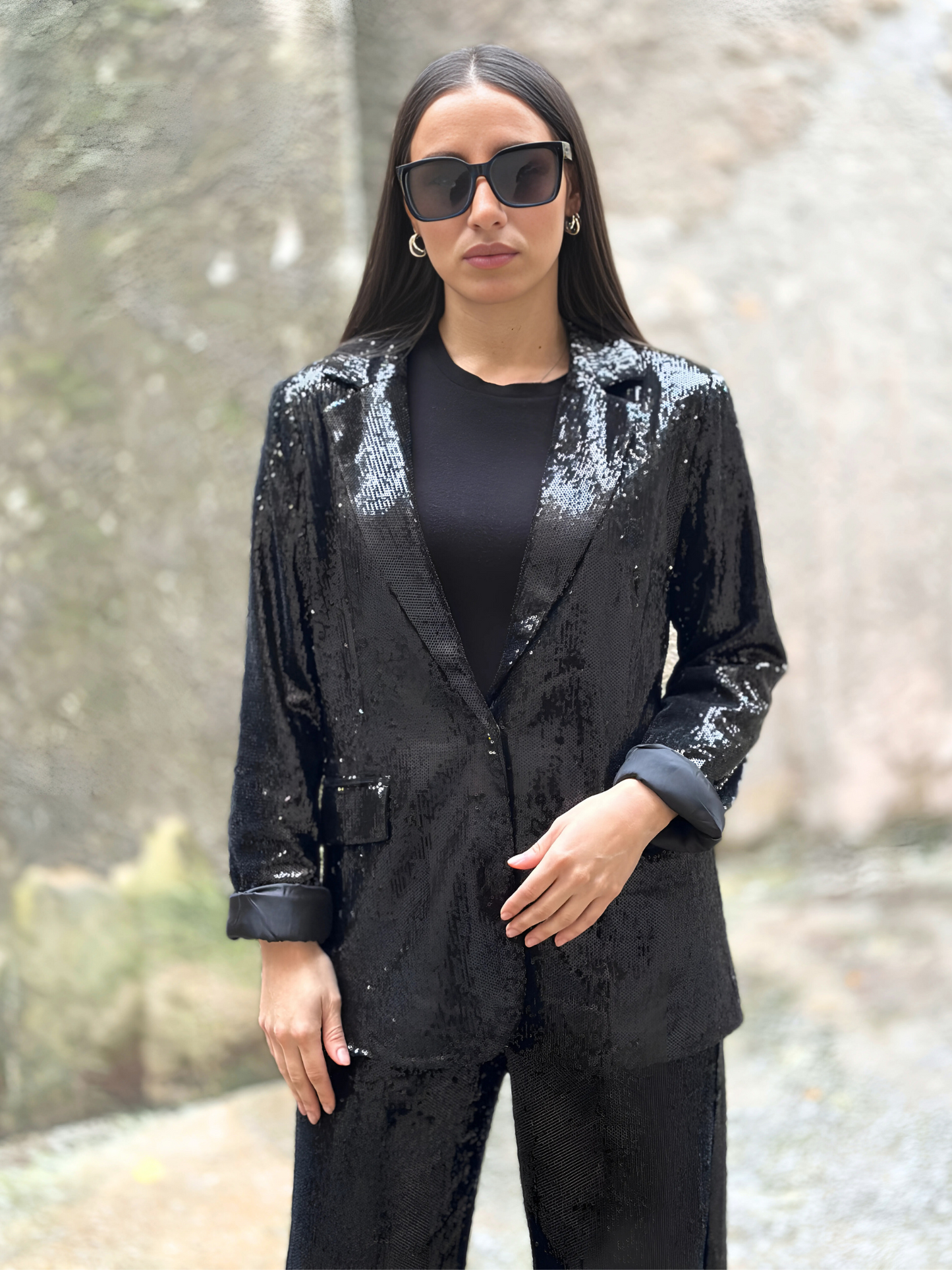 Μαύρο Σακάκι με Παγέτες - Black Sequin Blazer