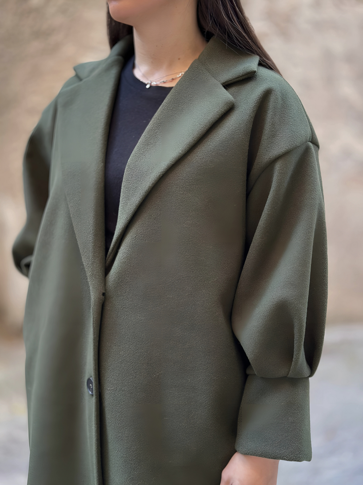 Χακί Παλτό με Puff Μανίκια - Khaki Coat with Puff Sleeves